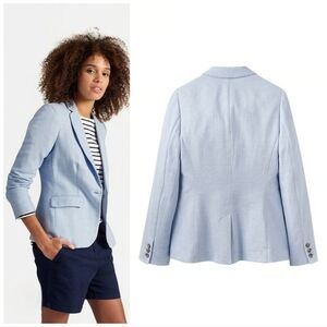 J Crew Schoolboy Blazer Blue Linen 14